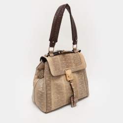Chloé Beige/Brown Snakeskin and Leather Darla Top Handle Bag