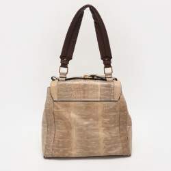 Chloé Beige/Brown Snakeskin and Leather Darla Top Handle Bag