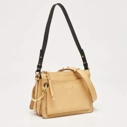 Chloe Beige/Black Leather and Suede Roy Crossbody Bag