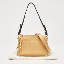 Chloe Beige/Black Leather and Suede Roy Crossbody Bag