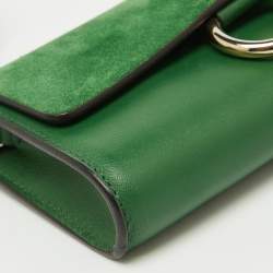 Pre Owned Chloe Green Leather and Suede Mini Faye Crossbody Bag