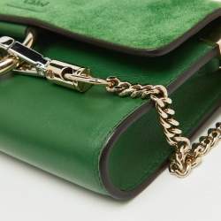 Pre Owned Chloe Green Leather and Suede Mini Faye Crossbody Bag