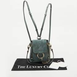 Chloe Light Blue Leather and Suede Mini Faye Daye Backpack