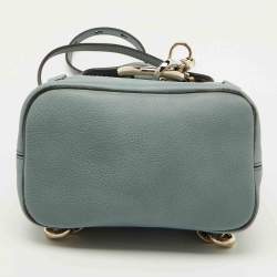 Chloe Light Blue Leather and Suede Mini Faye Daye Backpack