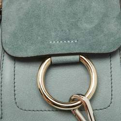 Chloe Light Blue Leather and Suede Mini Faye Daye Backpack