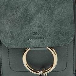 Chloe Light Blue Leather and Suede Mini Faye Daye Backpack