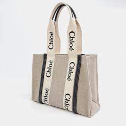 Pre Owned Chloe Beige Fabric Chloe Woody Medium Bag