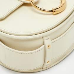 مملوكة مسبقًا Chloe White Leather and Suede Small Tess Shoulder Bag