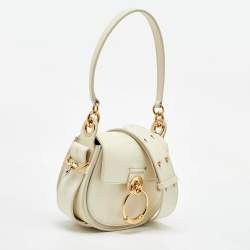 مملوكة مسبقًا Chloe White Leather and Suede Small Tess Shoulder Bag