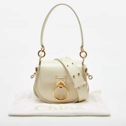 مملوكة مسبقًا Chloe White Leather and Suede Small Tess Shoulder Bag
