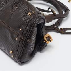 Pre Owned Chloe Dark Brown Lizard and Leather Small Paddington Crystals Satchel