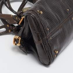 Pre Owned Chloe Dark Brown Lizard and Leather Small Paddington Crystals Satchel