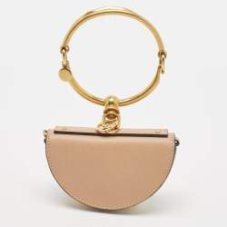 Chloe Beige Leather Mini Nile Minaudière Clutch Bag