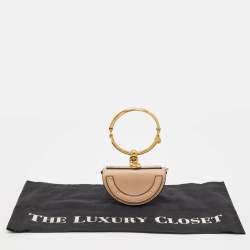 Chloe Beige Leather Mini Nile Minaudière Clutch Bag