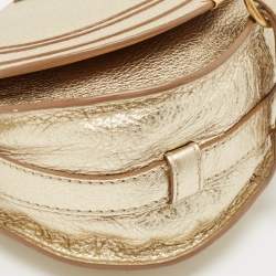 Pre Owned Chloe Gold Leather Small Marcie Saddle Bag