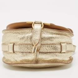 Pre Owned Chloe Gold Leather Small Marcie Saddle Bag
