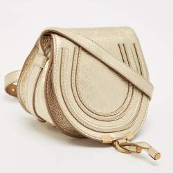 Pre Owned Chloe Gold Leather Small Marcie Saddle Bag