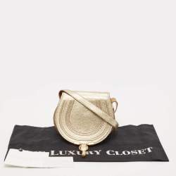 Pre Owned Chloe Gold Leather Small Marcie Saddle Bag