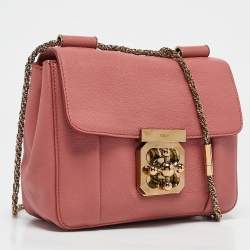 Chloe Rose Pink Leather Small Elsie Chain Shoulder Bag