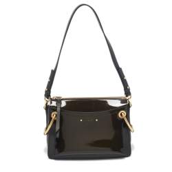 Chloe Olive Green Patent and Leather Roy Shoulder Bag