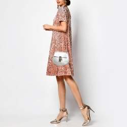 Chloé Silver/Grey Leather Mini Drew Chian Shoulder Bag