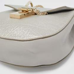 Chloé Silver/Grey Leather Mini Drew Chian Shoulder Bag