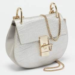 Chloé Silver/Grey Leather Mini Drew Chian Shoulder Bag