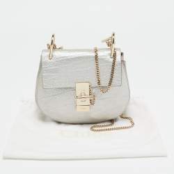Chloé Silver/Grey Leather Mini Drew Chian Shoulder Bag