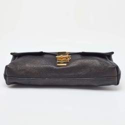 Chloe Black Grained Leather Drew Fold Over Clutch