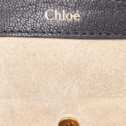 Chloe Black Grained Leather Drew Fold Over Clutch