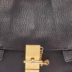 Chloe Black Grained Leather Drew Fold Over Clutch