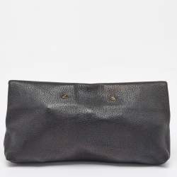 Chloe Black Grained Leather Drew Fold Over Clutch