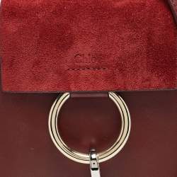 Pre Owned Chloe Burgundy/Red Leather and Suede Mini Faye Crossbody Bag