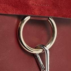 Pre Owned Chloe Burgundy/Red Leather and Suede Mini Faye Crossbody Bag