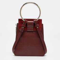 Pre Owned Chloe Burgundy/Red Leather and Suede Mini Faye Crossbody Bag
