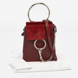 Pre Owned Chloe Burgundy/Red Leather and Suede Mini Faye Crossbody Bag