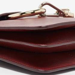Pre Owned Chloe Burgundy/Red Leather and Suede Mini Faye Crossbody Bag