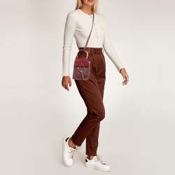 Pre Owned Chloe Burgundy/Red Leather and Suede Mini Faye Crossbody Bag