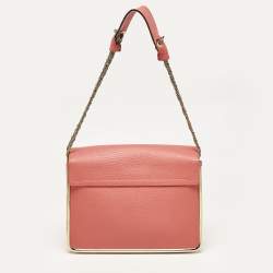 Chloe English Rose Pebbled Leather Medium Sally Flap Shoulder Bag