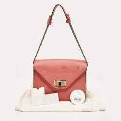 Chloe English Rose Pebbled Leather Medium Sally Flap Shoulder Bag