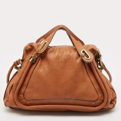 Chloé Brown Leather Large Paraty Shoulder Bag