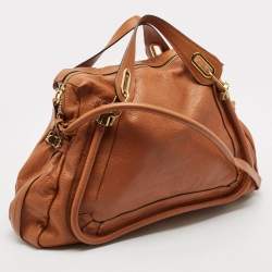 Chloé Brown Leather Large Paraty Shoulder Bag