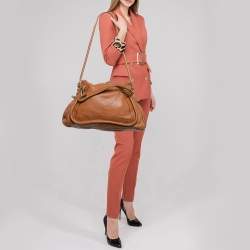 Chloé Brown Leather Large Paraty Shoulder Bag