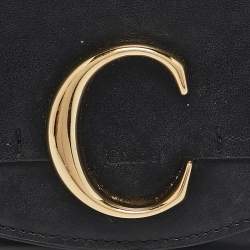 Chloe Black Leather C Trifold Wallet