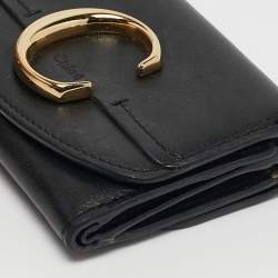 Chloe Black Leather C Trifold Wallet