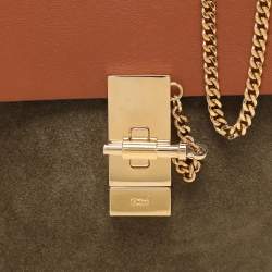 Chloe Brown/Green Leather and Suede Medium Drew Shoulder Bag