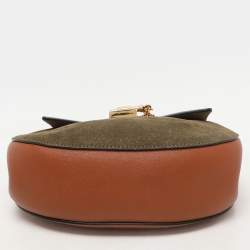 Chloe Brown/Green Leather and Suede Medium Drew Shoulder Bag