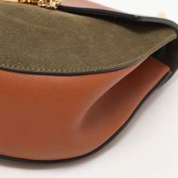 Chloe Brown/Green Leather and Suede Medium Drew Shoulder Bag