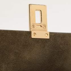 Chloe Brown/Green Leather and Suede Medium Drew Shoulder Bag