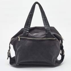 Chloe Black Canvas and Leather Logo Printed Weekender Bag